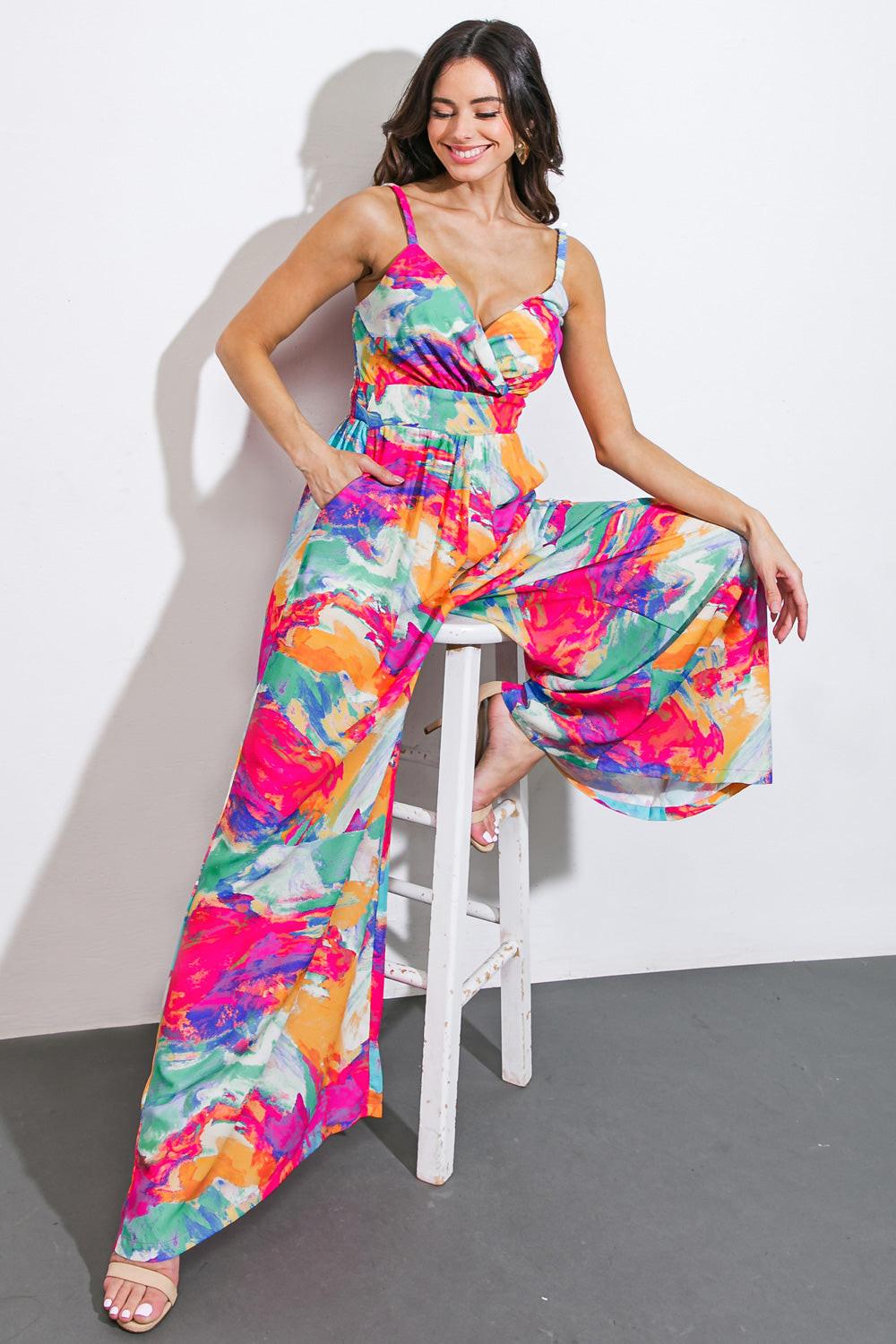 Wandering Around Woven Jumpsuit in 20pin 20blu11 — Soul Flow Apparel