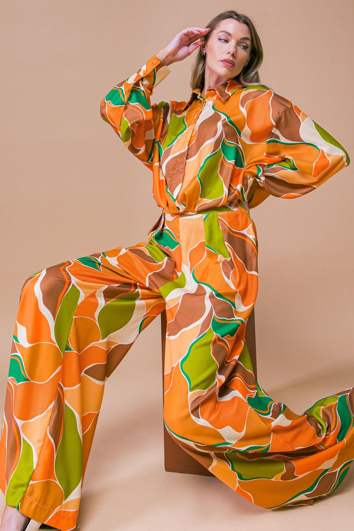 Sweetest Entrance Printed Woven Top with Shirt Collar and Elastic Waist in 20rus39 — Soul Flow Apparel