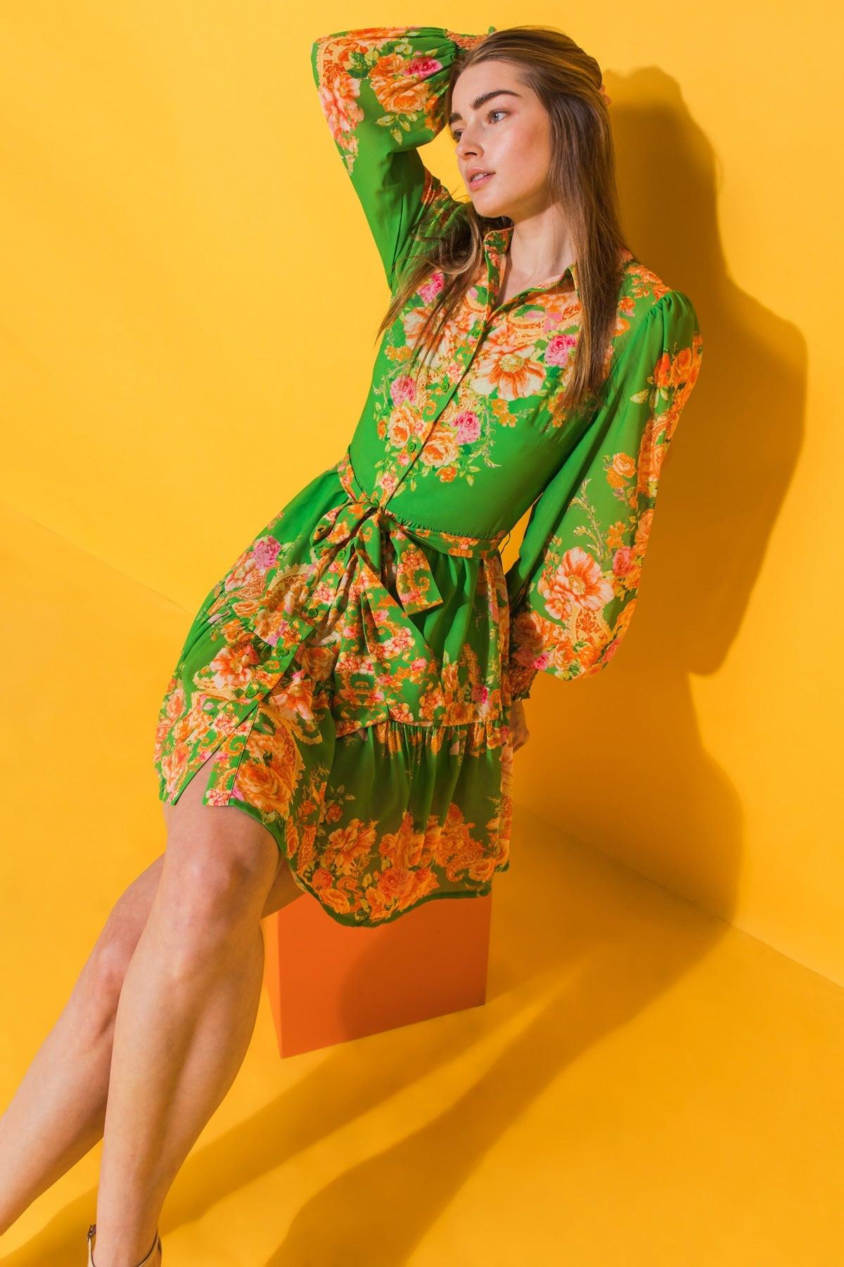 Furthest Thing Woven Mini Dress with Shirt Collar and Ruffled Hem — Soul Flow Apparel