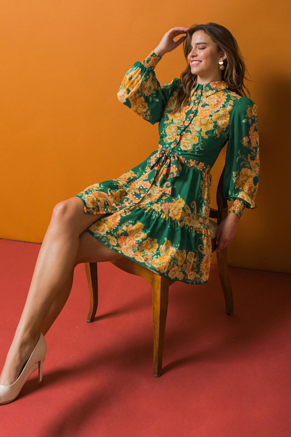 Furthest Thing Woven Mini Dress with Shirt Collar and Ruffled Hem — Soul Flow Apparel