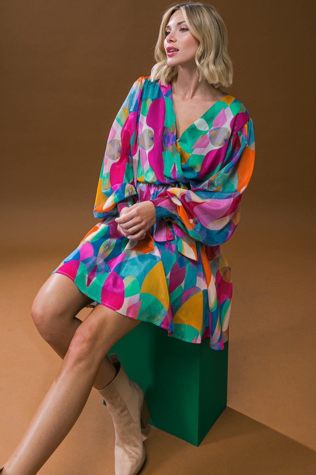 Love Me Tonight Woven Midi Dress With Surplice Neckline And Self Tie Waist