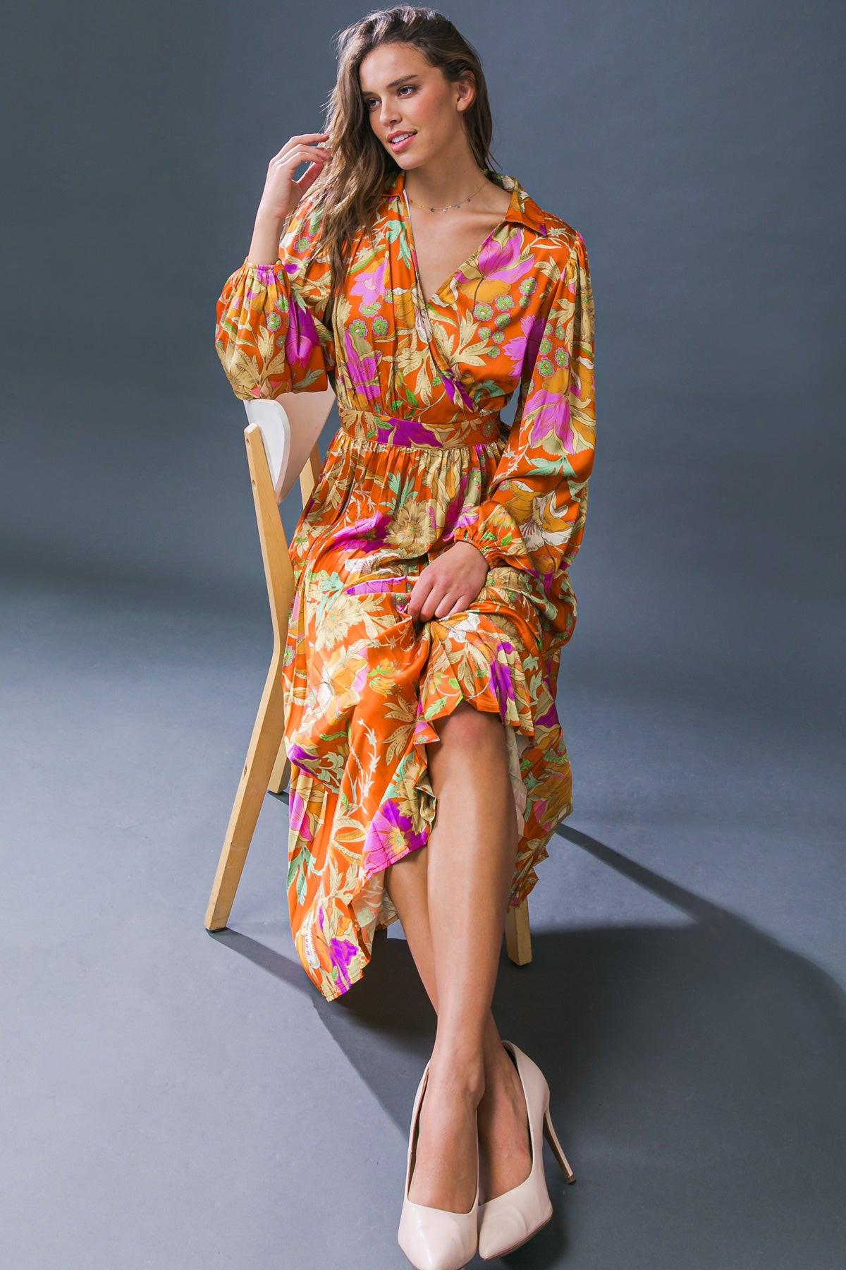 Keep Getting Better Woven Midi Dress with Surplice Neckline and Pleated Skirt — Soul Flow Apparel