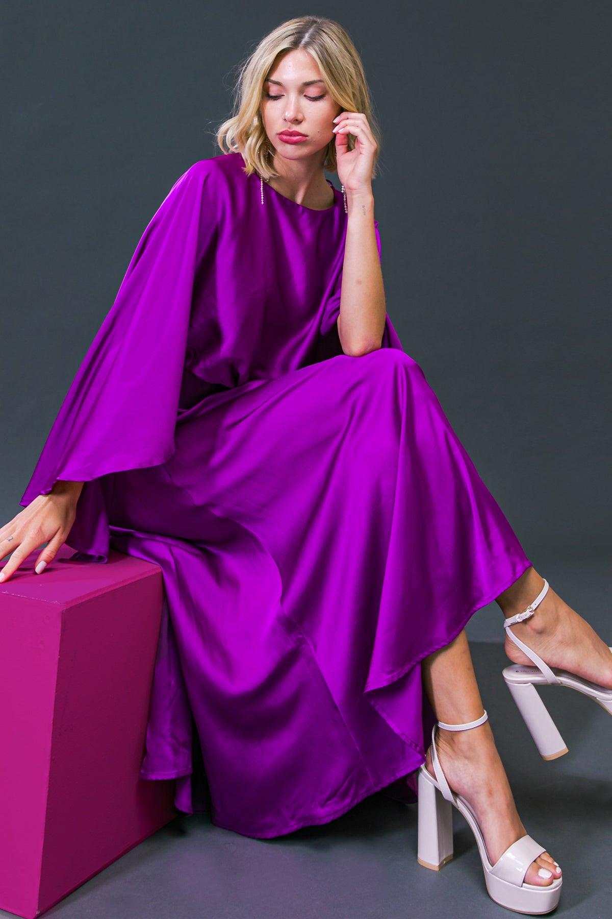 Caught Feelings Woven Midi Dress With Back Slit And Button Closure