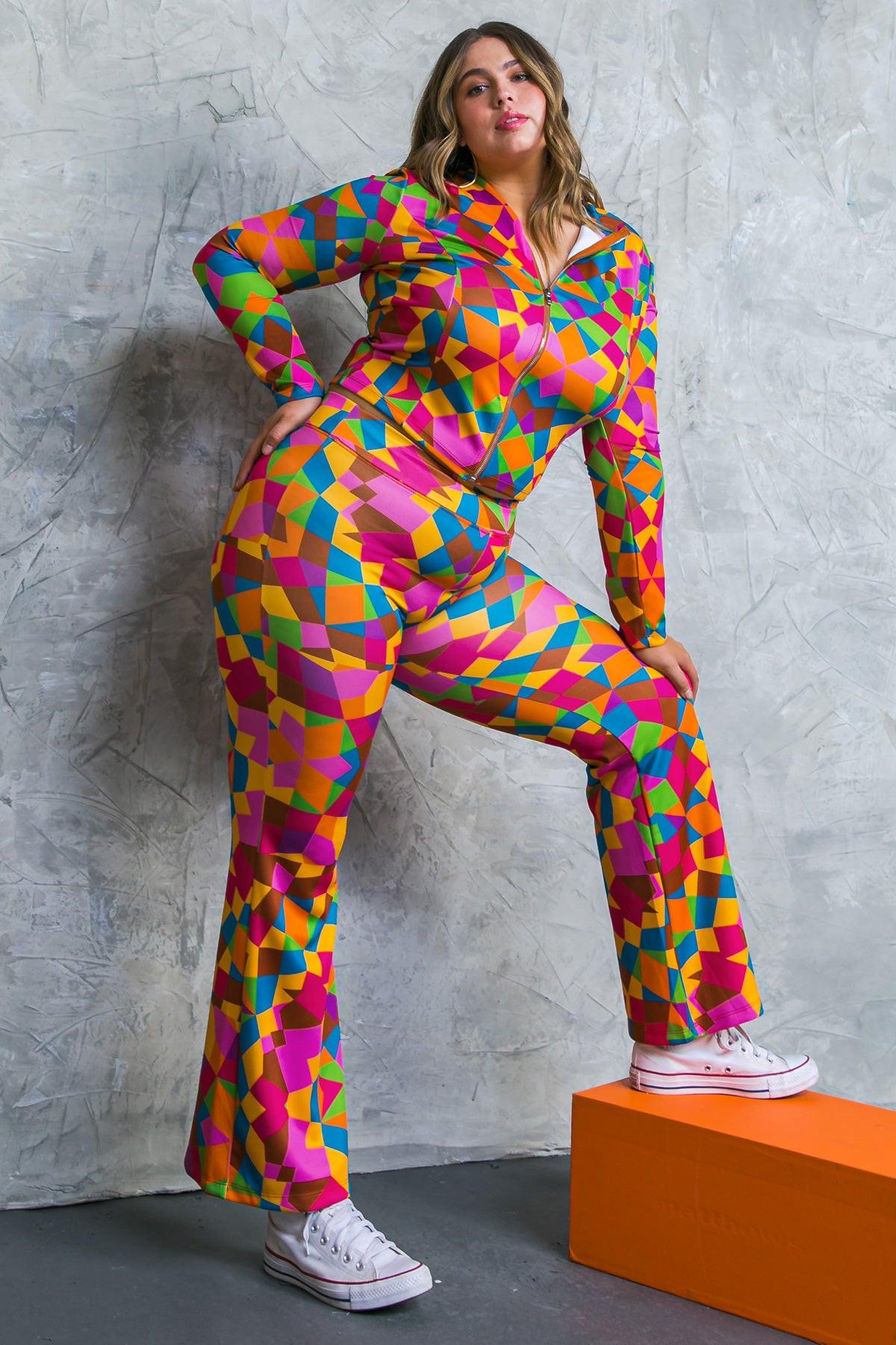 Sweetest Shower Scuba Tracksuit with Front Zip and Bell Bottom Pants — Soul Flow Apparel