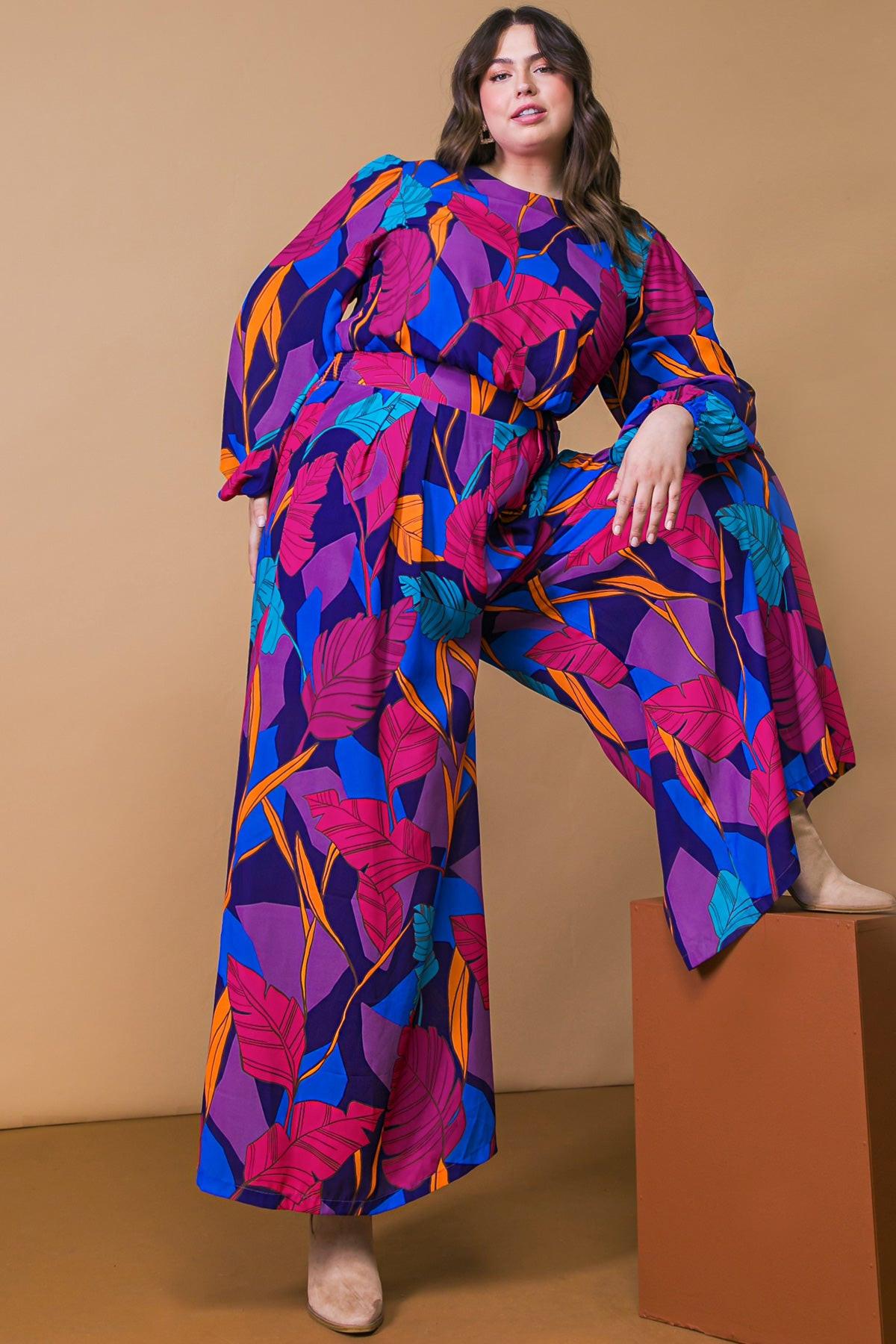Woven Jumpsuit with Round Neckline Front Pant Pleat and Wide Leg Back Zipper — Soul Flow Apparel
