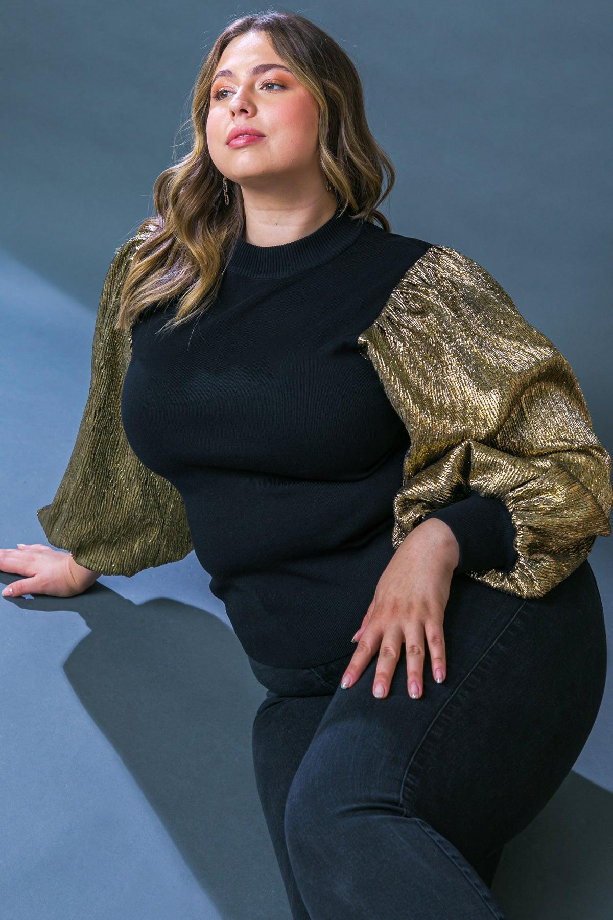 Lovely Essence Mock Neck Sweater Top with Contrasting Hue Long Sleeves — Soul Flow Apparel