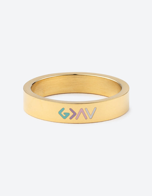 Gold Enamel Highs and Lows Ring – Christian Ring