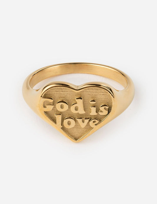 Gold God is Love Ring – Christian Ring