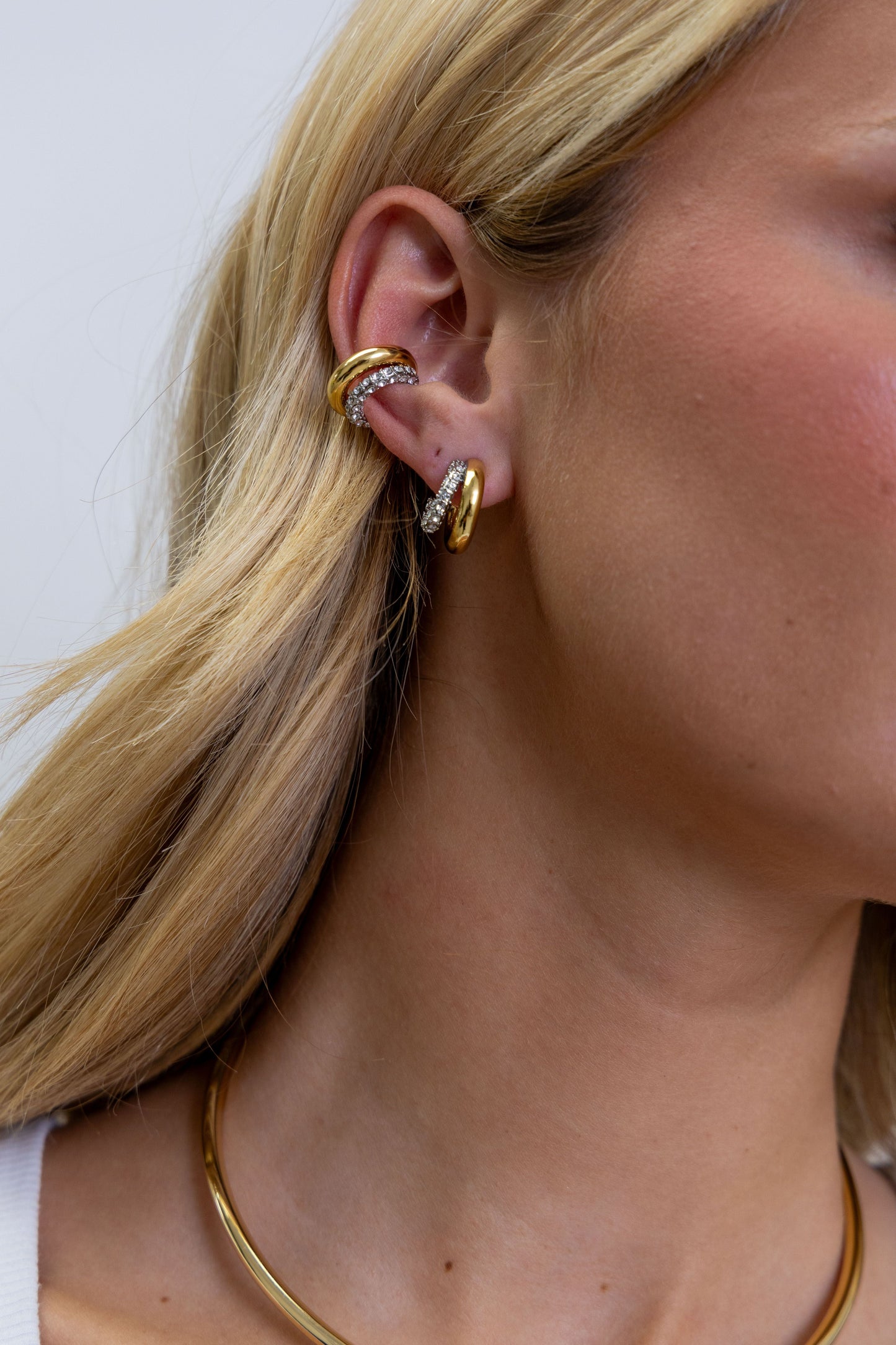 Kendall Two Tone Pave Hoop — Soul Flow Apparel