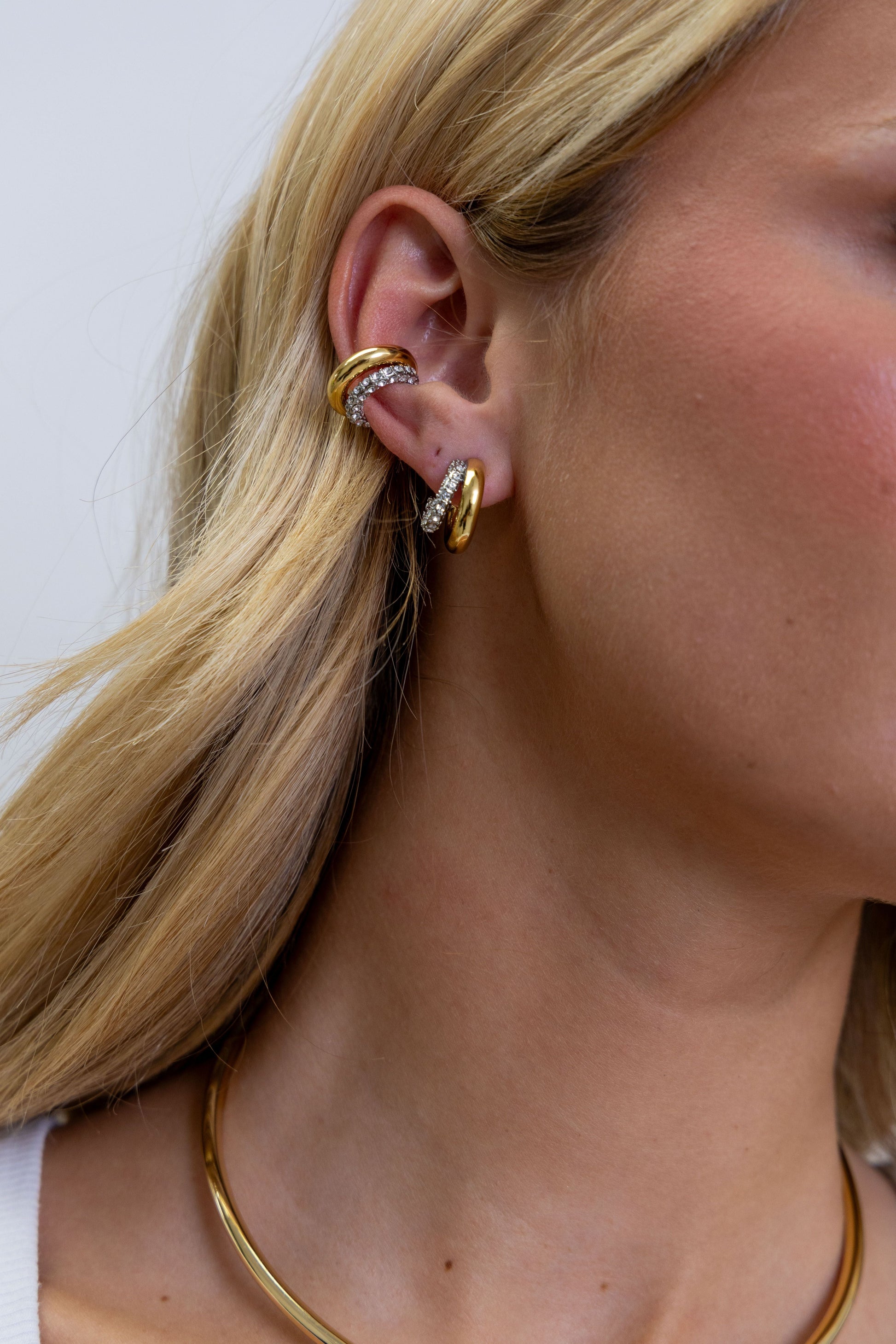 Kendall Two Tone Pave Hoop — Soul Flow Apparel