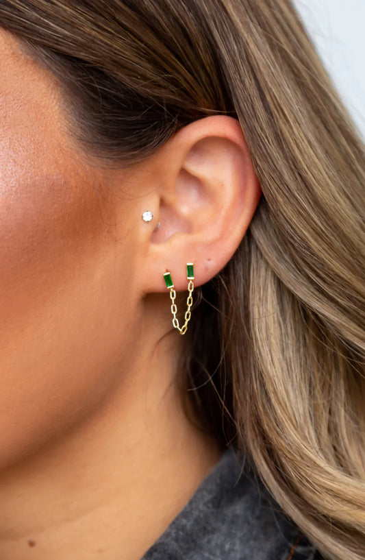Malia Emerald Double Stud Earring — Soul Flow Apparel