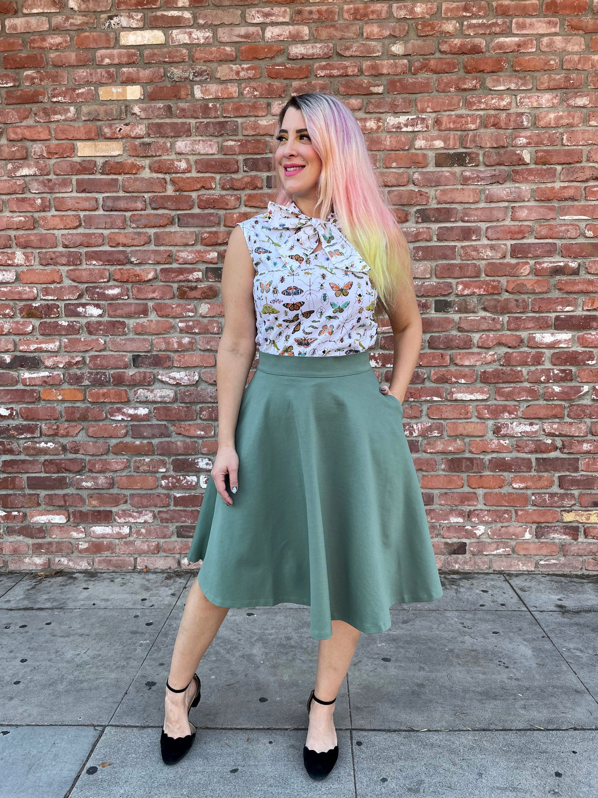 Charlotte Skirt in Sage - Plus Sizes Only — Soul Flow Apparel