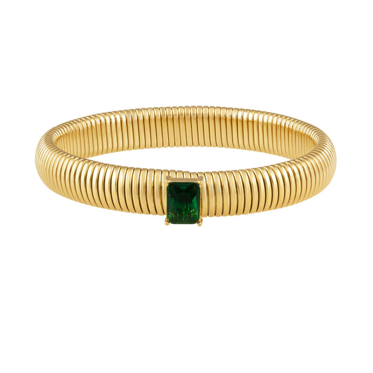 Serenity Emerald Cz Gold Bracelet — Soul Flow Apparel