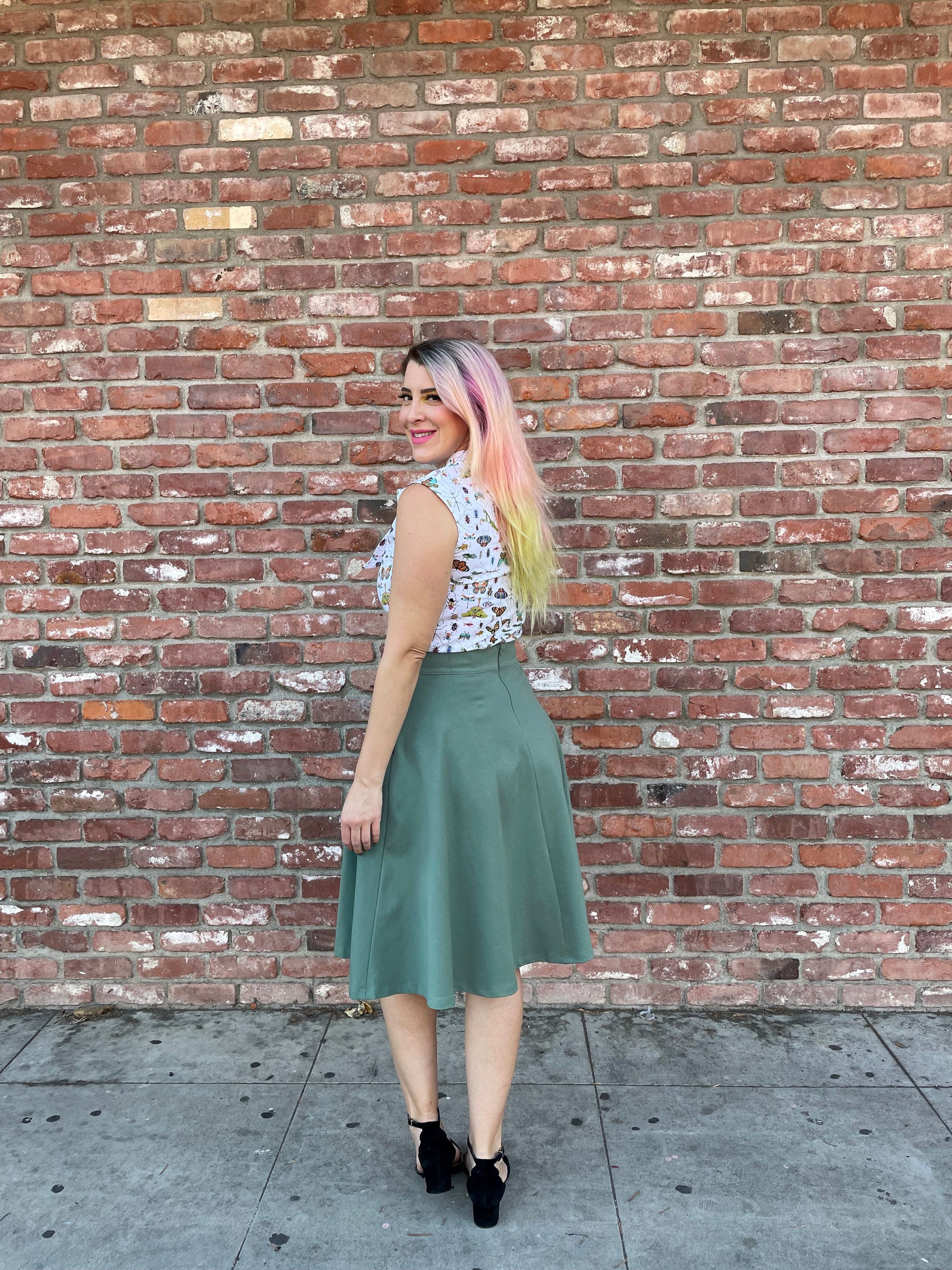 Charlotte Skirt in Sage - Plus Sizes Only — Soul Flow Apparel