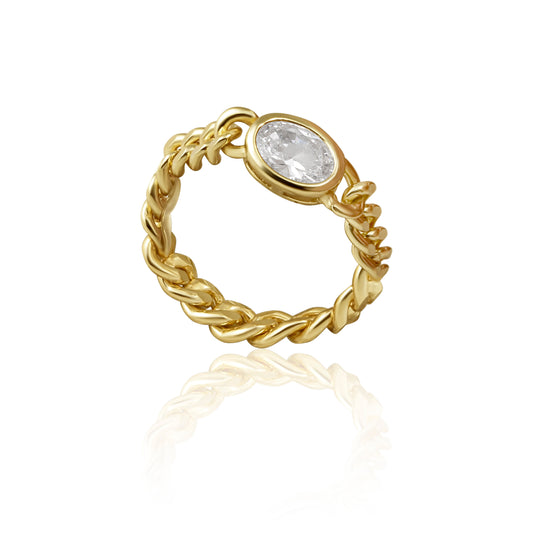 Oval Bezel Chain Ring — Soul Flow Apparel