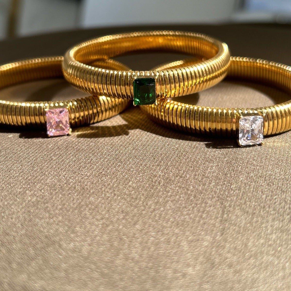Serenity Emerald Cz Gold Bracelet — Soul Flow Apparel