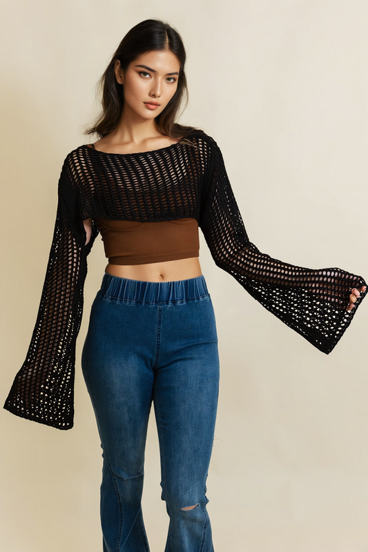 Loom Knitted Cropped Sweater Leto Collection