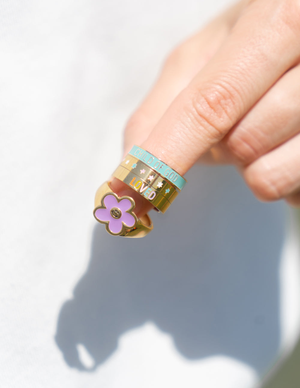 Lavender Smiley Flower Ring – Christian Ring