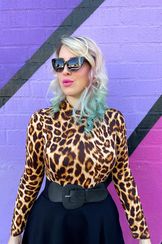Leopard Mock Neck Top in mocknecktop — Soul Flow Apparel