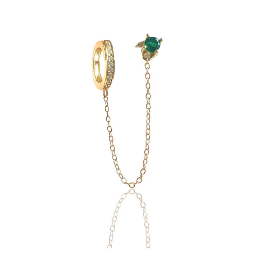 Lilou Emerald Chain Drop Earring — Soul Flow Apparel