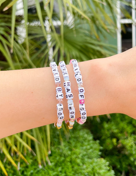 Love Has Won Letter Bracelet – Christian Letter Bracelet