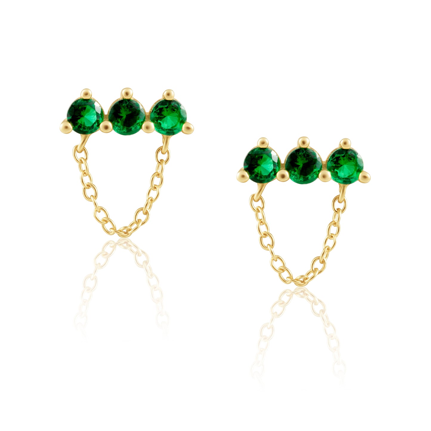 Magda Emerald Chain Studs — Soul Flow Apparel
