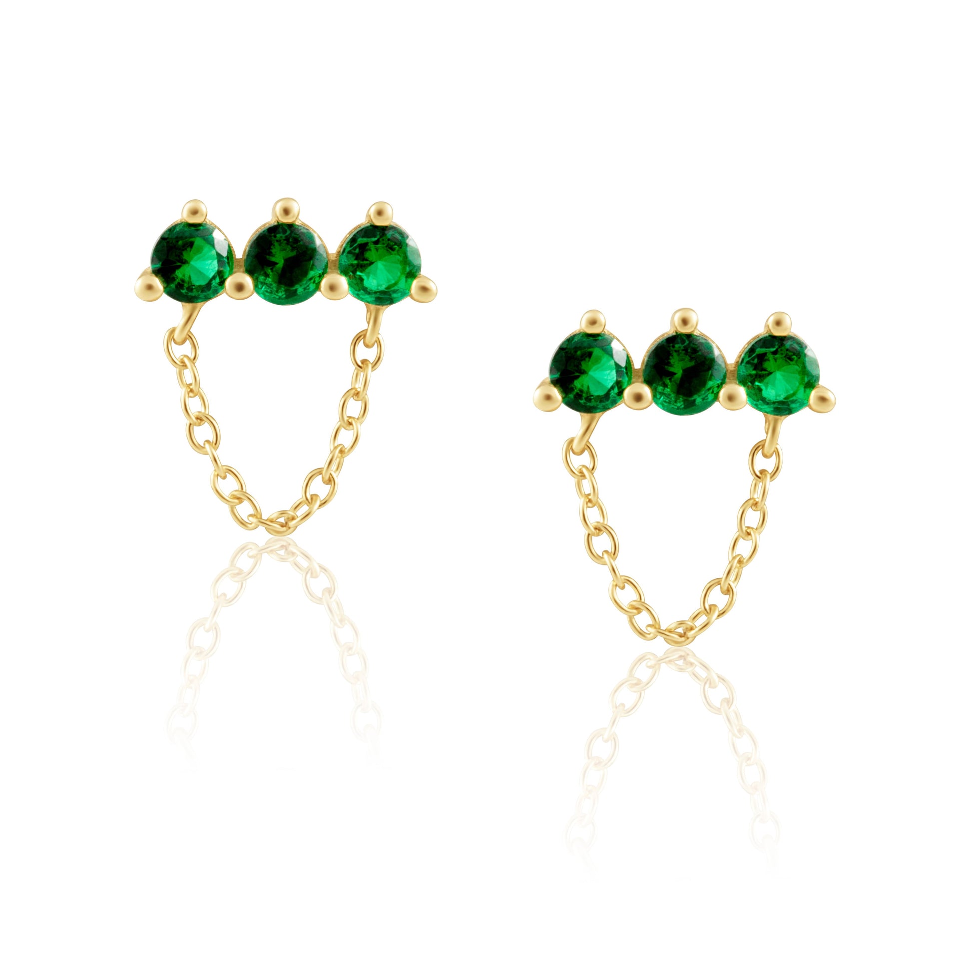 Magda Emerald Chain Studs — Soul Flow Apparel