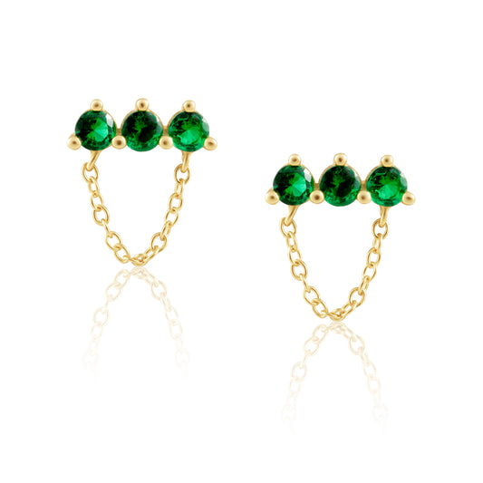Magda Emerald Chain Studs — Soul Flow Apparel