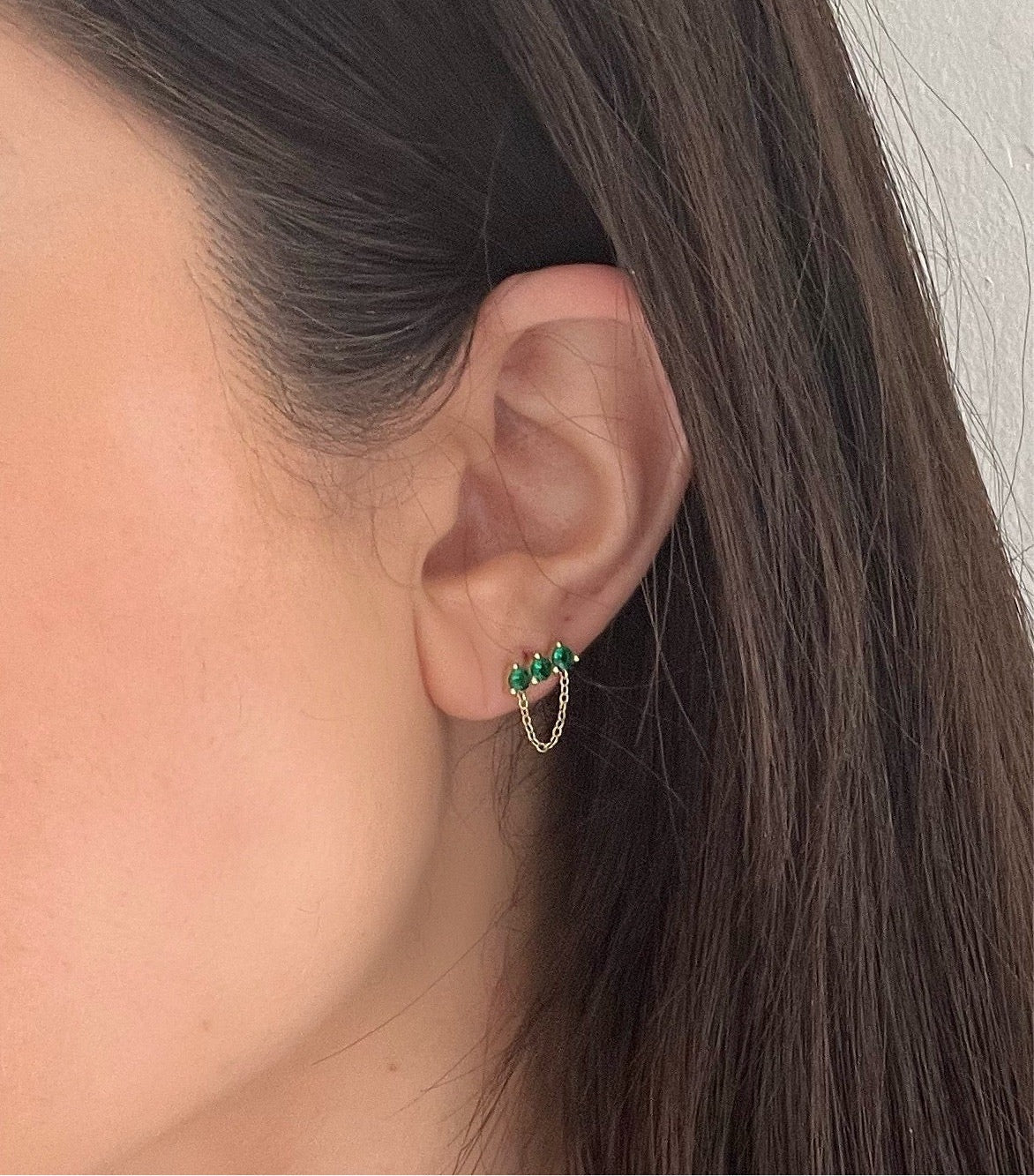 Magda Emerald Chain Studs — Soul Flow Apparel