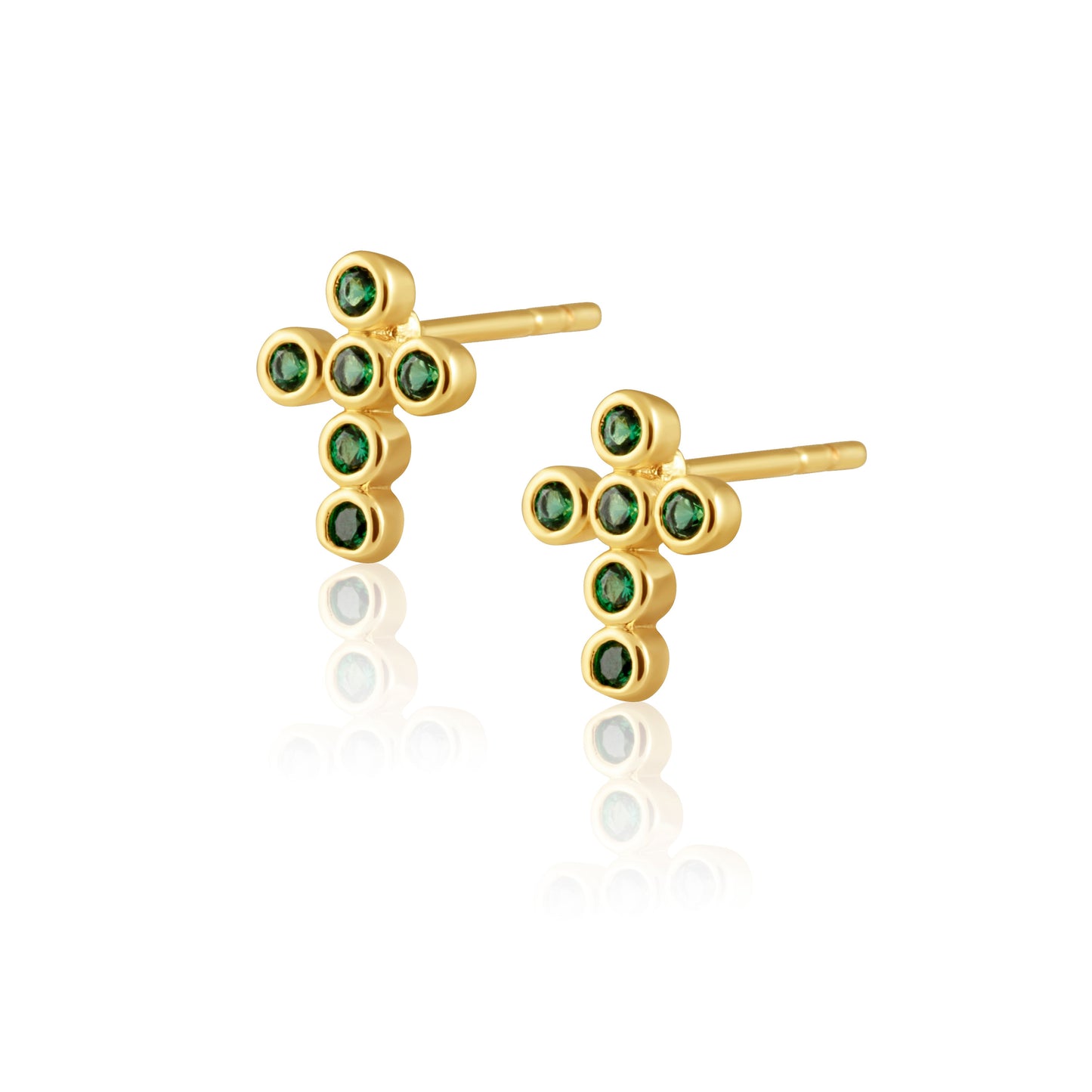 Mimi Cross Studs - Emerald — Soul Flow Apparel