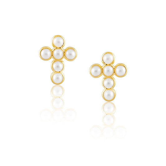 Mini Pearl Cross Studs — Soul Flow Apparel