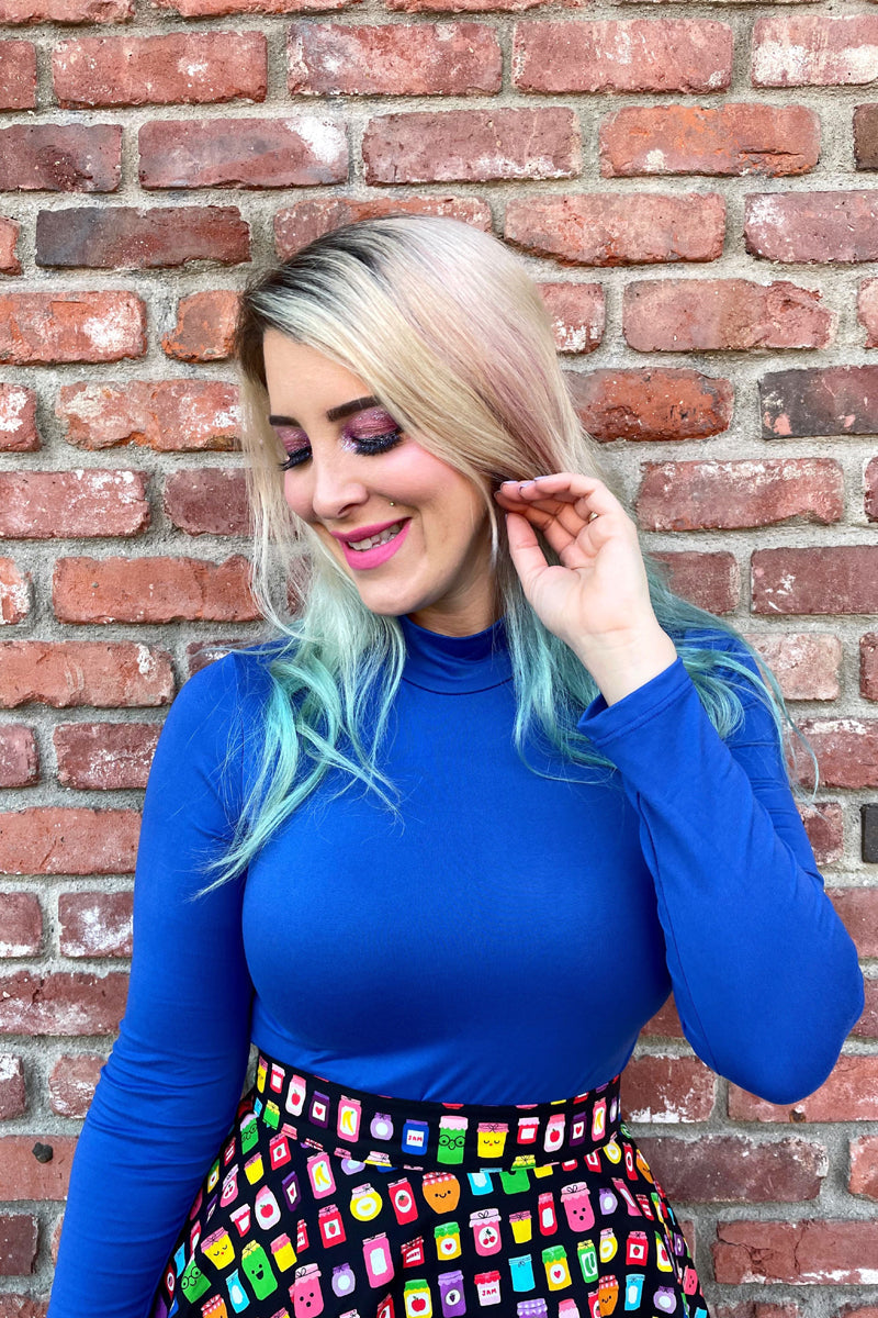 Blue Mock Neck Top — Soul Flow Apparel