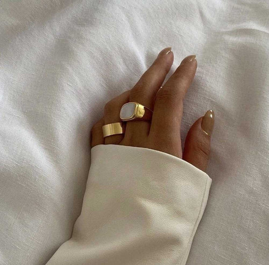 Mother of Pearl Signet Ring — Soul Flow Apparel