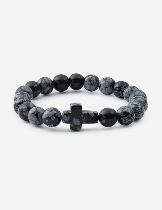 Obsidian Cross – Christian Stone Bracelet