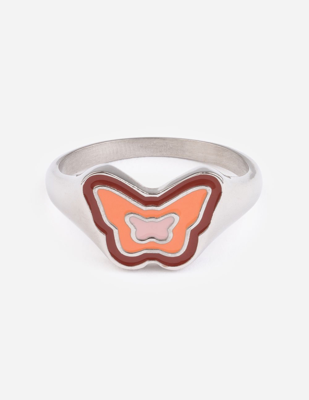 Pink Enamel Silver Butterfly Ring – Christian Ring