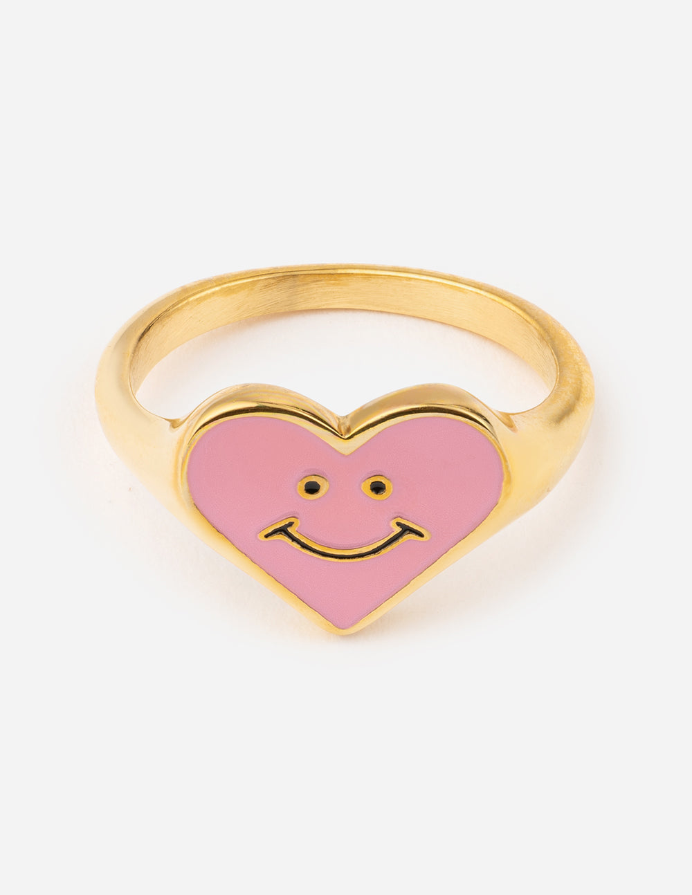 Pink Enamel Smiley Heart Ring – Christian Ring