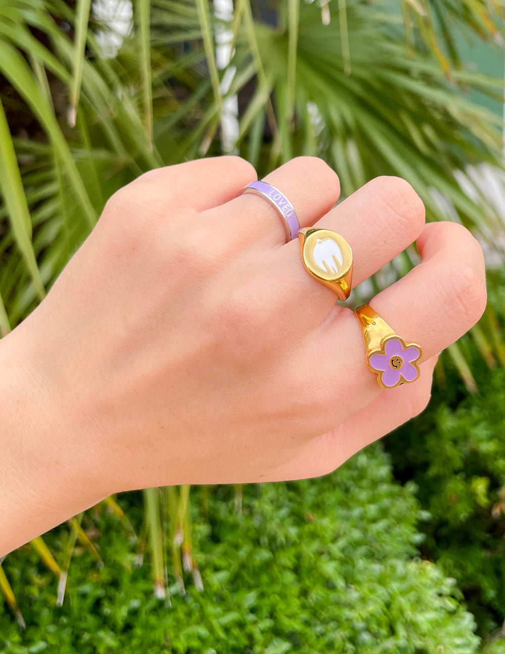Lavender Enamel Loved Ring – Christian Ring