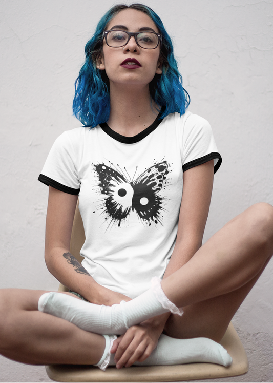 Ying and Yang ringer t-shirt