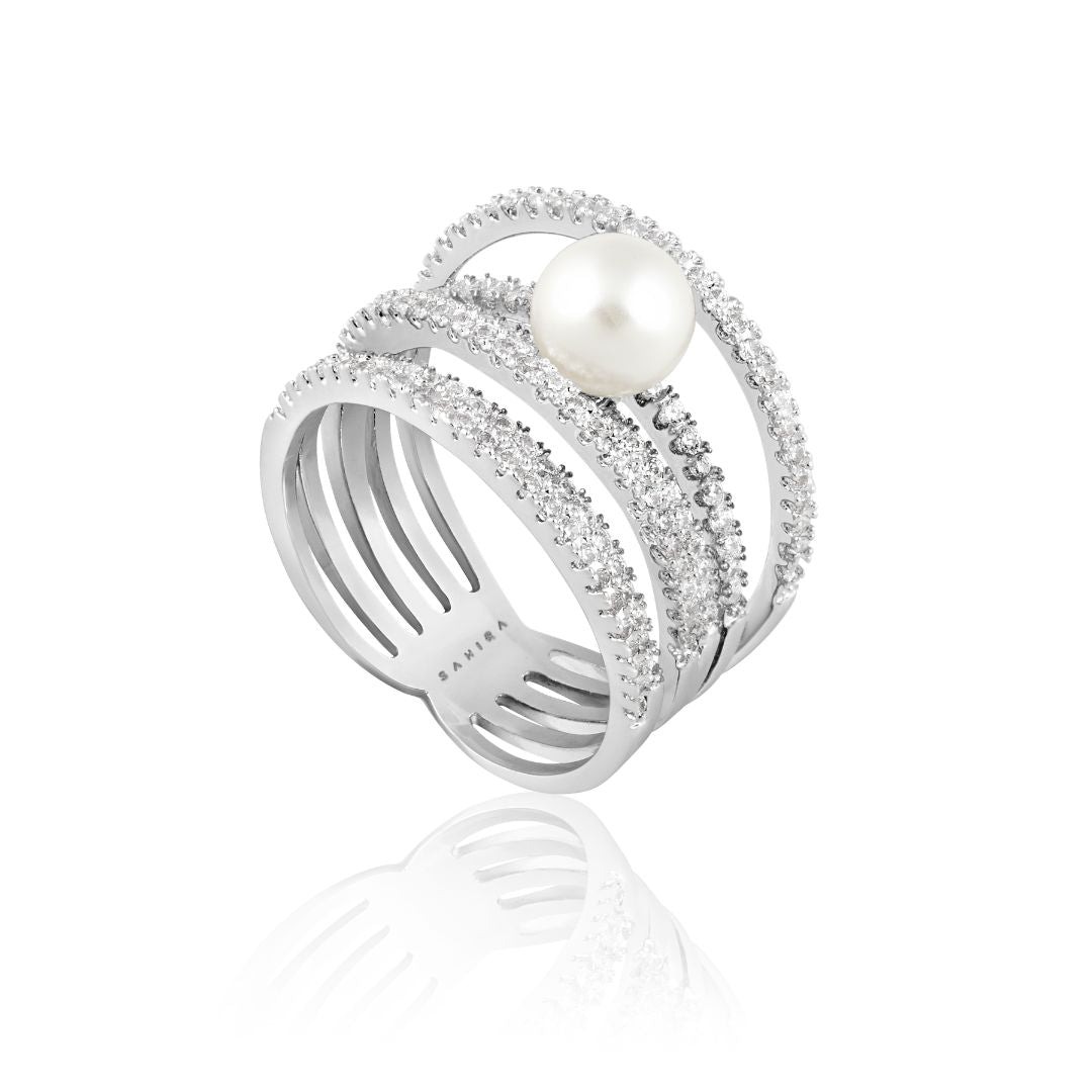 Monroe Layered Pearl Ring, view 6 — Soul Flow Apparel