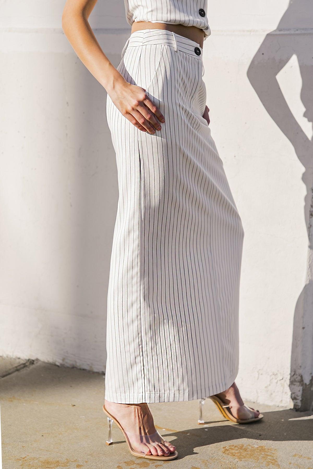 Get to the Point Woven Midi Skirt in 20whi13 — Soul Flow Apparel