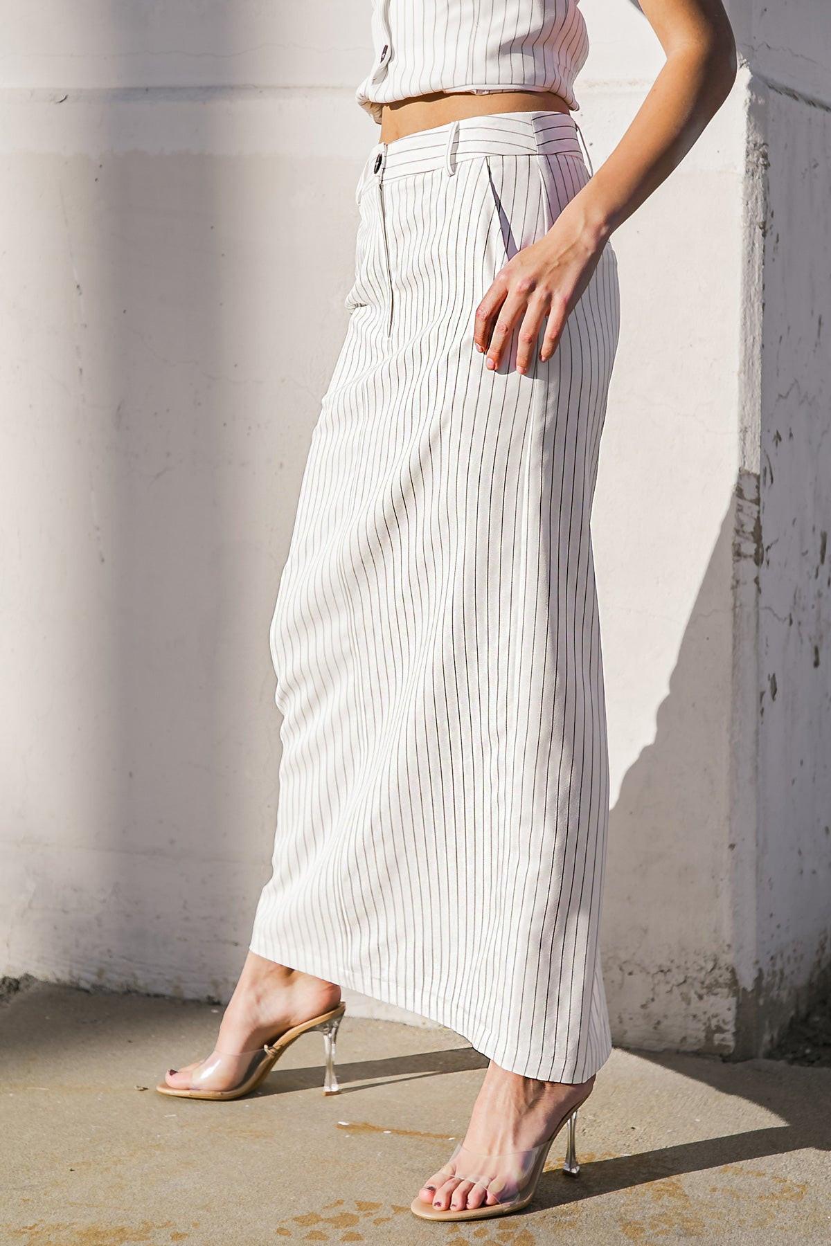 Get to the Point Woven Midi Skirt in 20whi9 — Soul Flow Apparel