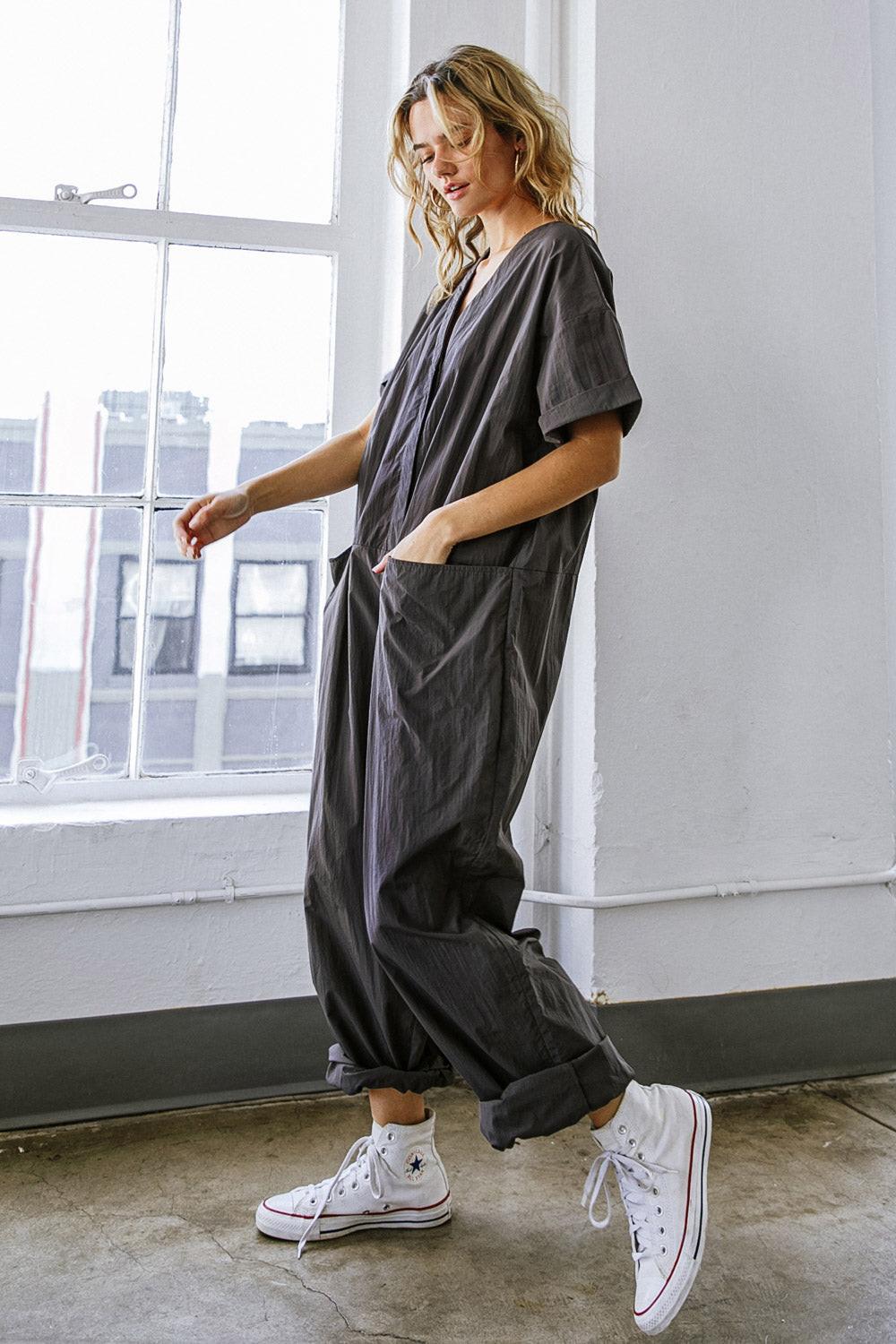 Say It Again Woven Jumpsuit in 20sha 20roc19 — Soul Flow Apparel