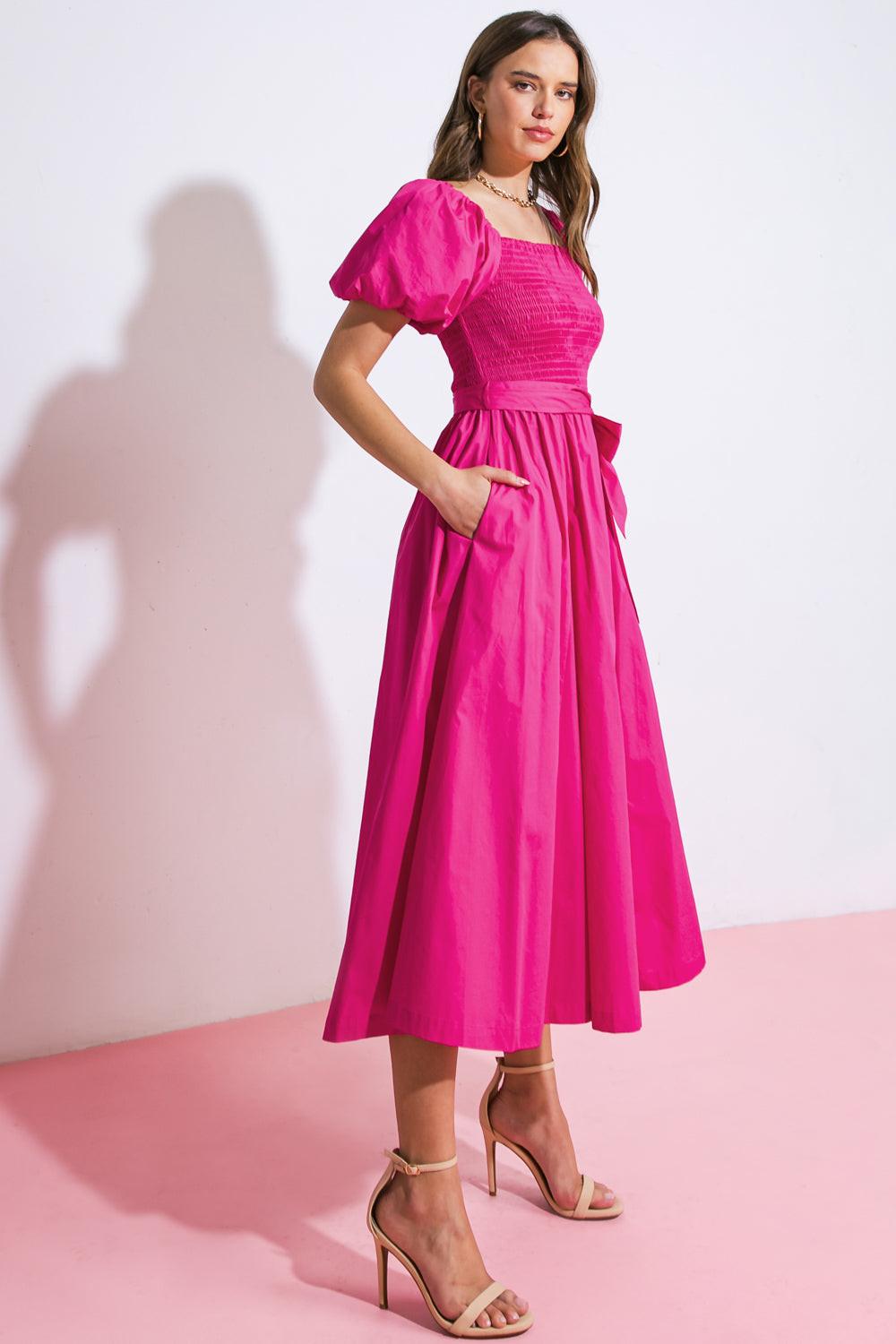 A Peaceful Place Woven Midi Dress in 20fuc14 — Soul Flow Apparel