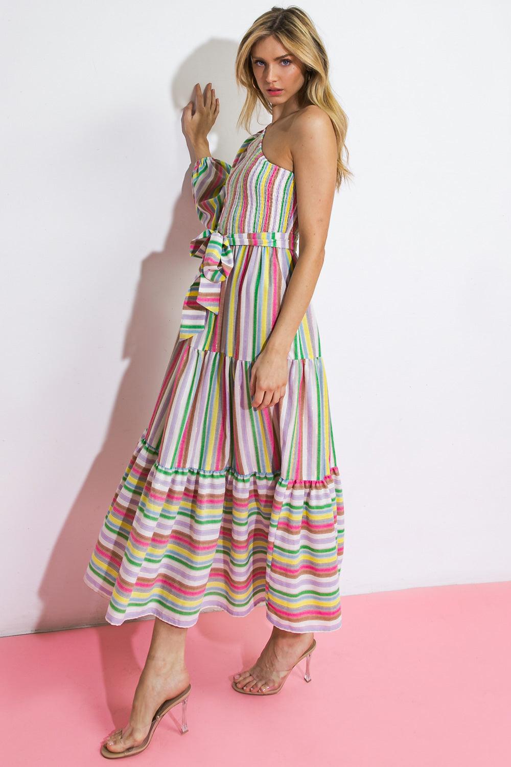 No Matter Where I Go Woven Midi Dress in 20pin 20gre 20blu5 — Soul Flow Apparel