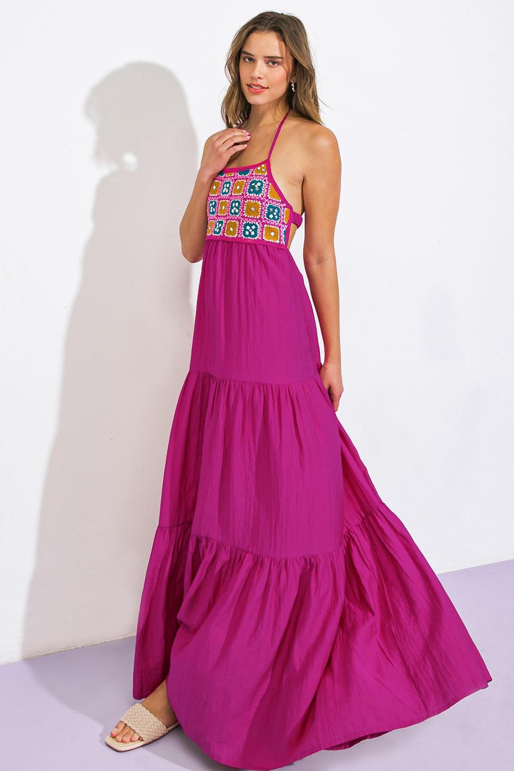 After Party Woven Midi Dress in 20fuc10 — Soul Flow Apparel