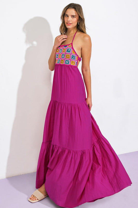 After Party Woven Midi Dress in 20fuc10 — Soul Flow Apparel