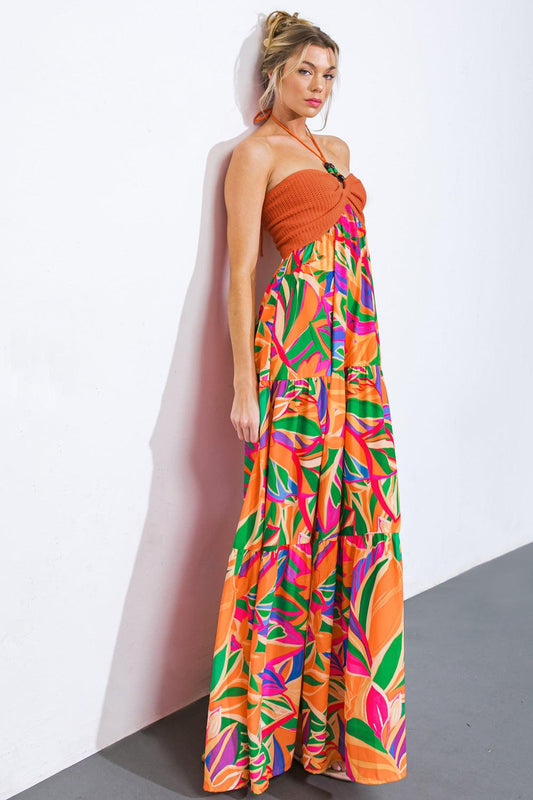 Into the Thick of It Combination Midi Dress in 20ora24 — Soul Flow Apparel