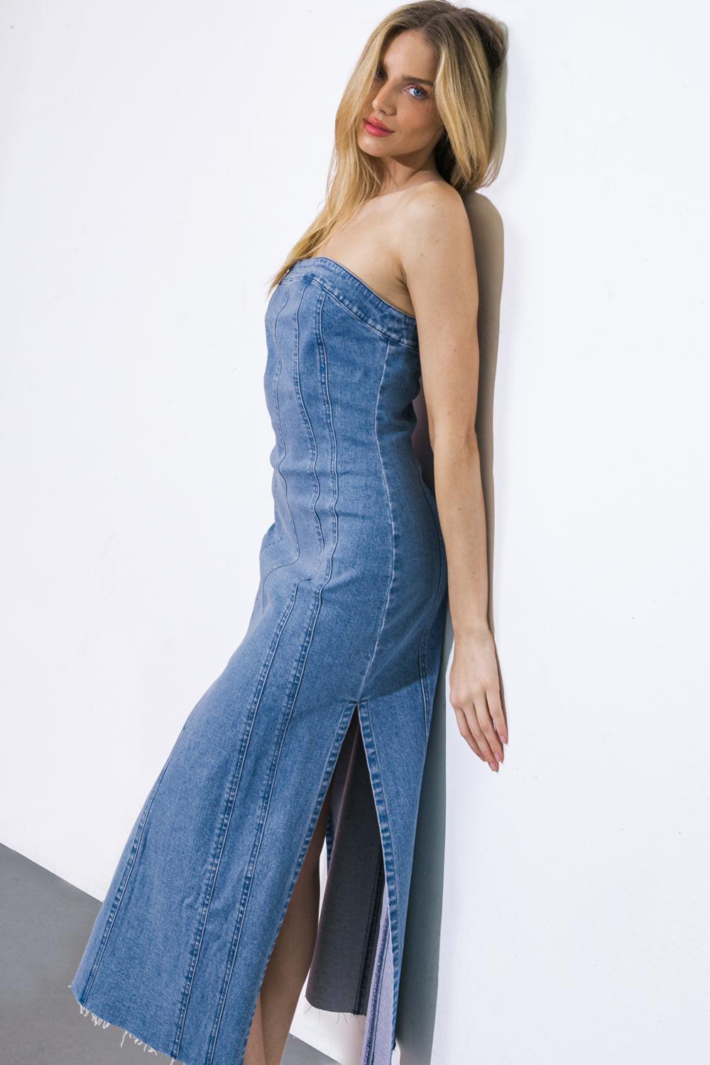 You're Thriving Denim Midi Dress in 20med 20ind16 — Soul Flow Apparel