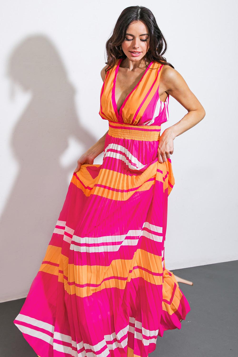 A Quick Trip Woven Maxi Dress in 20pin 20ora7 — Soul Flow Apparel