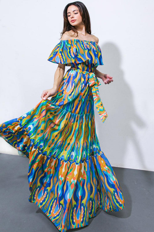 Dare to Be You Woven Maxi Dress in 20blu 20mus11 — Soul Flow Apparel